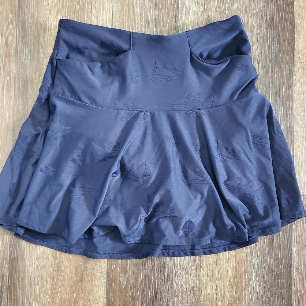 RLX Ralph Lauren Women's Golf/ Tennis Skort Cali Brights Navy w/ Sailboats